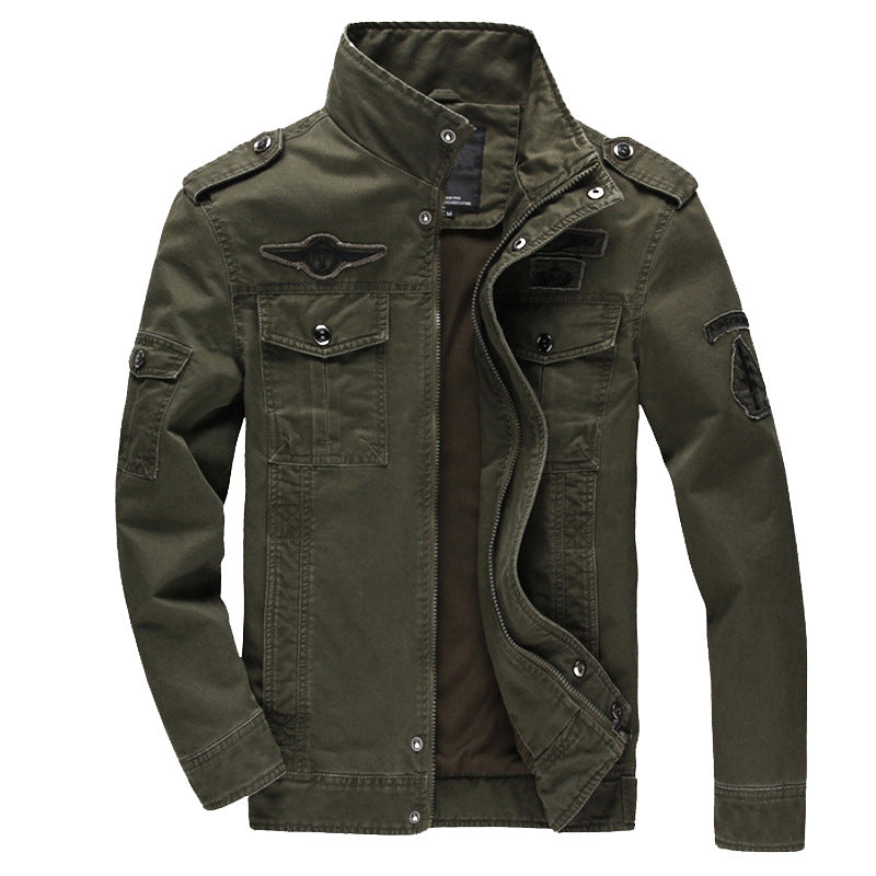 Men's Tactical Cotton Jacket Casual Solid Outdoor Work Jacket Large Size