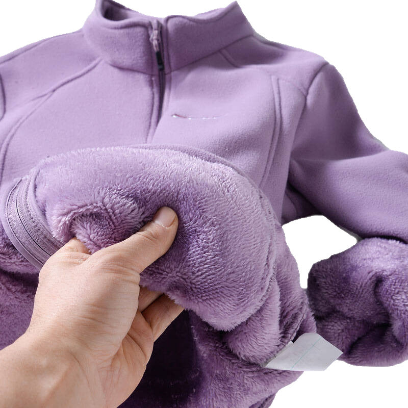 Women Thickened Fleece Stand Collar Zipper Sweatshirt