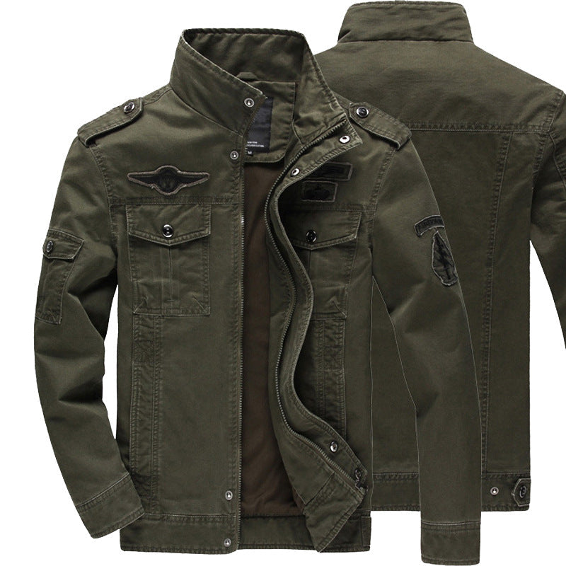 Men's Tactical Cotton Jacket Casual Solid Outdoor Work Jacket Large Size
