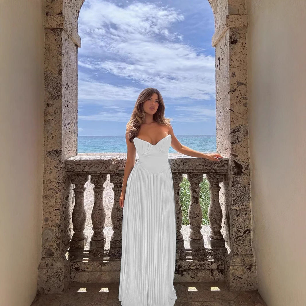 2025 New European and American Style Summer Feminine Tube Top Dress Sleeveless Long Skirt Slim Backless Dress for Women