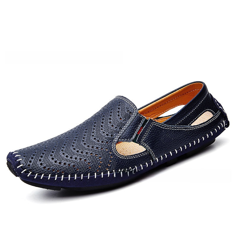 Mens Breathable Leather Slip-On Sandals