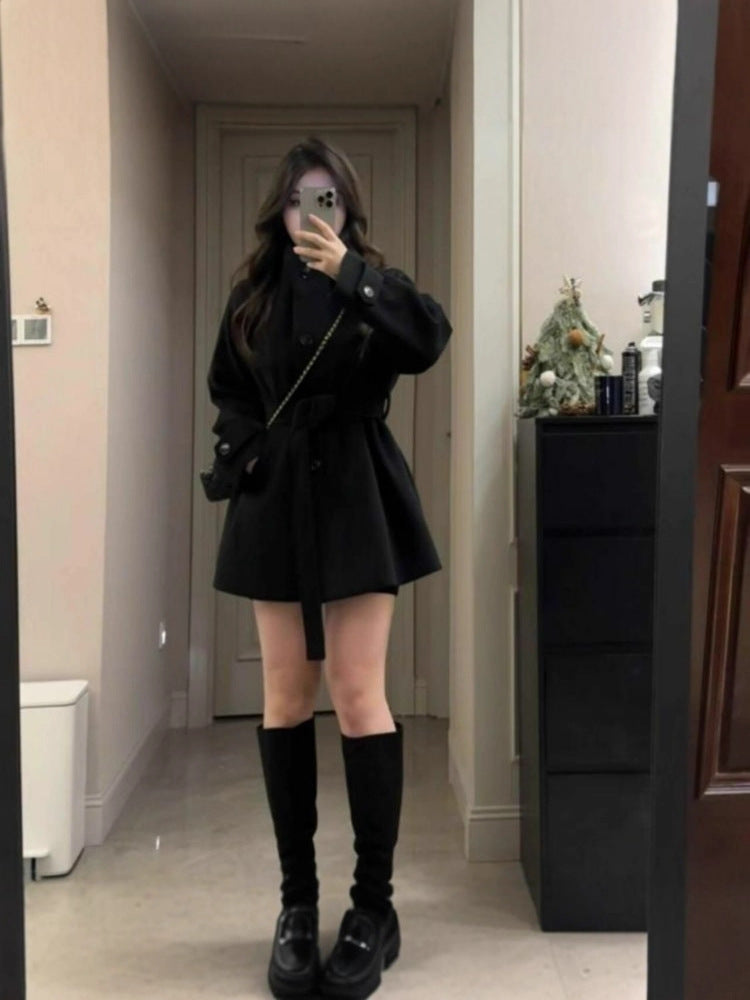Stand Collar Woolen Coat