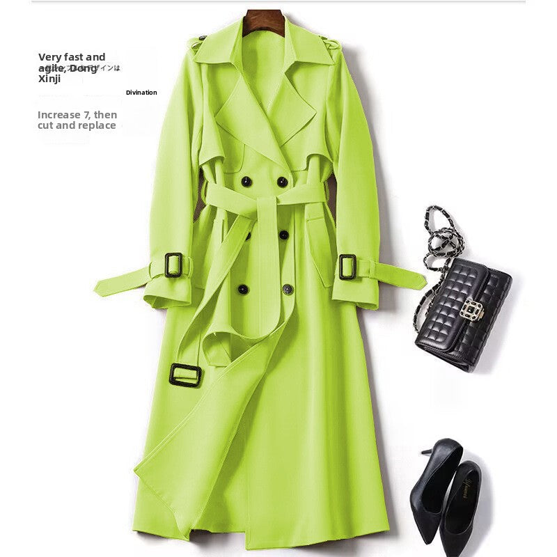 Women's Double-Breasted Lapel Long Sleeve Trench Coat