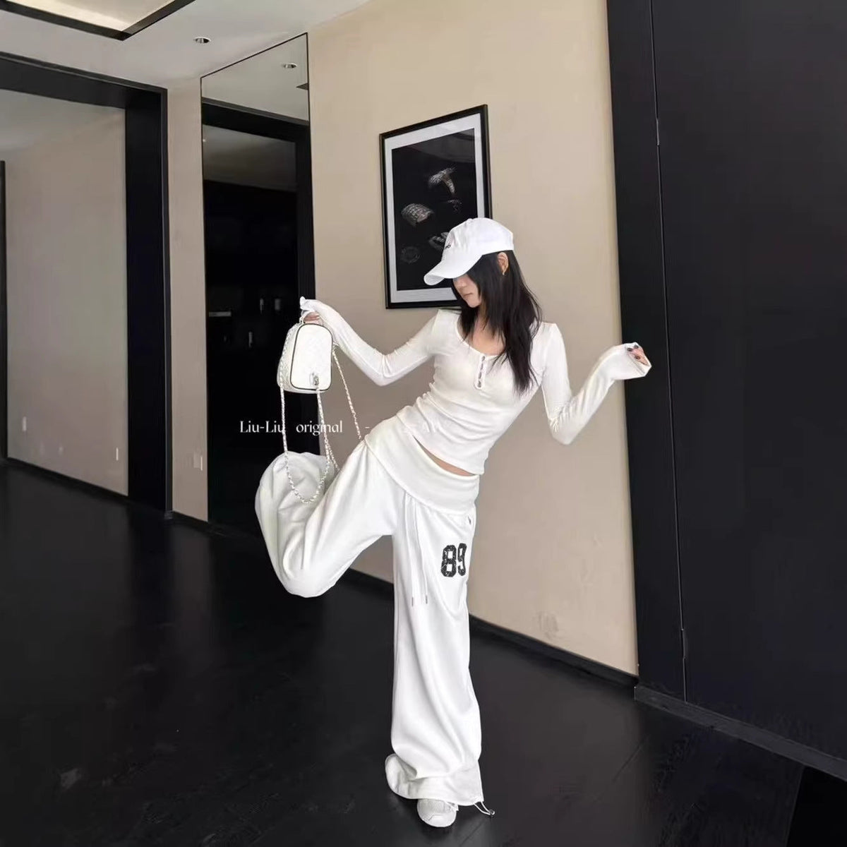 Women's solid-color loose-fitting wide-leg jazz hip-hop dance pants