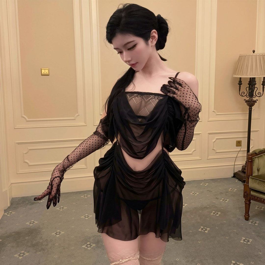 Womens Mesh Lace Camisole Nightdress