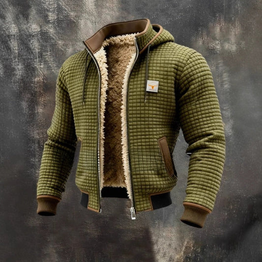 Men's Thickened Fleece-Lined Hooded Jacket Windproof Winter Outerwear
