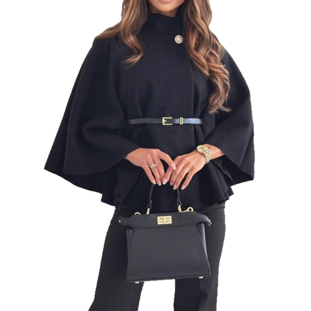 Women's Elegant Wool Cape Coat