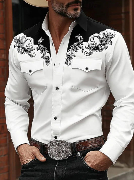 Long Sleeve Western Stand Collar Shirt