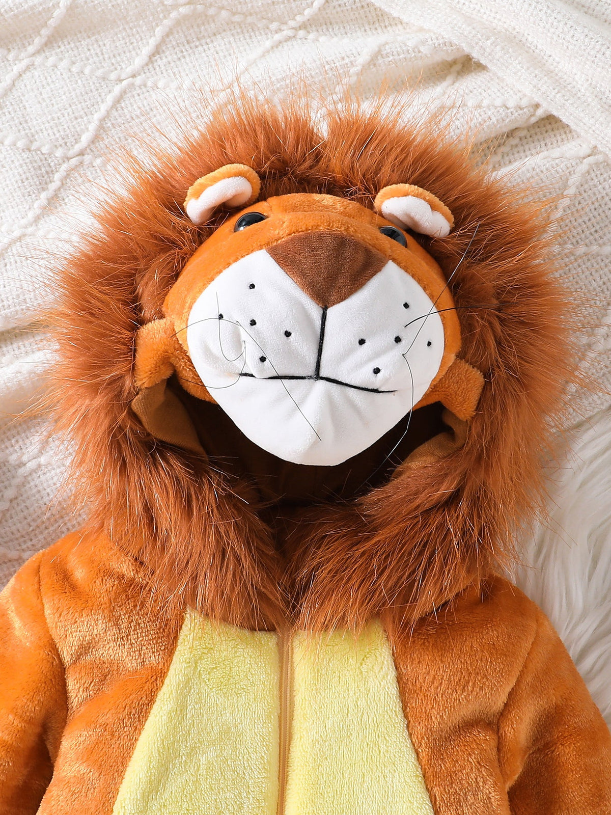 Lion Hooded Flannel Baby Romper