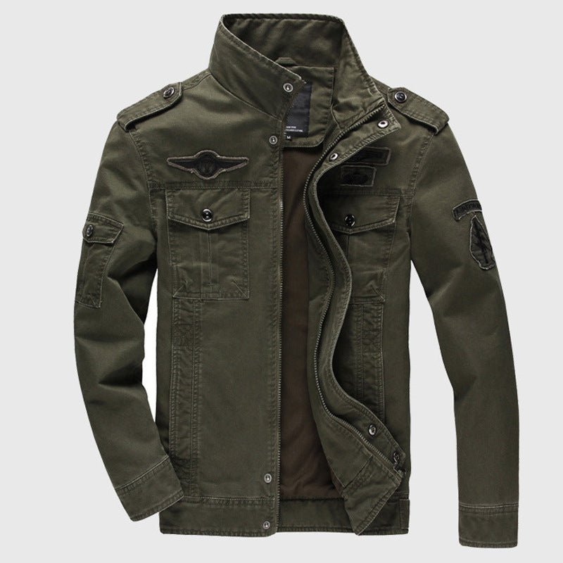 Men's Tactical Cotton Jacket Casual Solid Outdoor Work Jacket Large Size