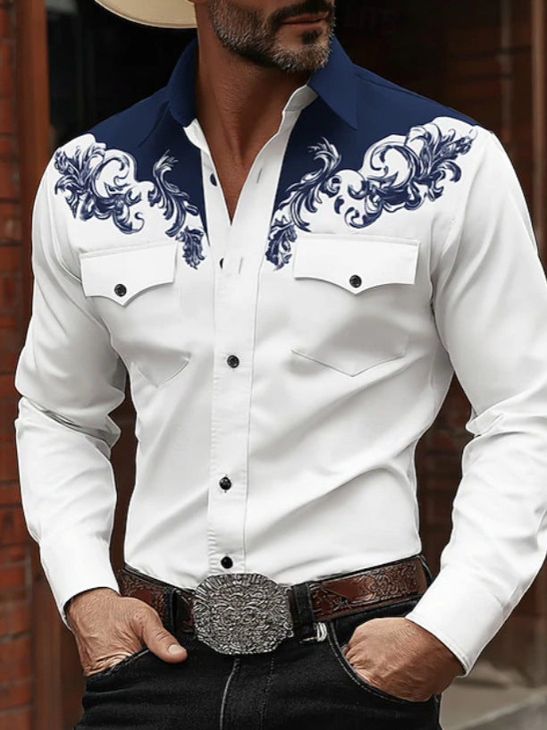 Long Sleeve Western Stand Collar Shirt