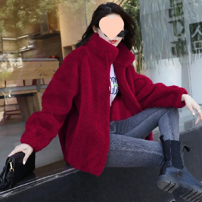 Women Double-Sided Velvet Warm Zip Up Cardigan
