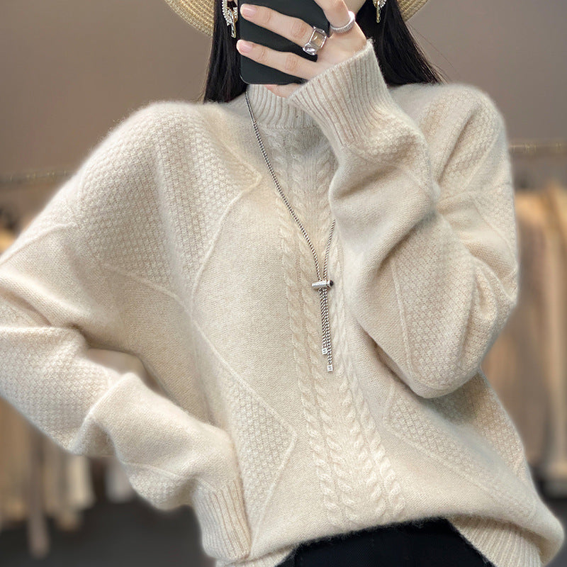 Womens Cable Knit Pullover Sweater