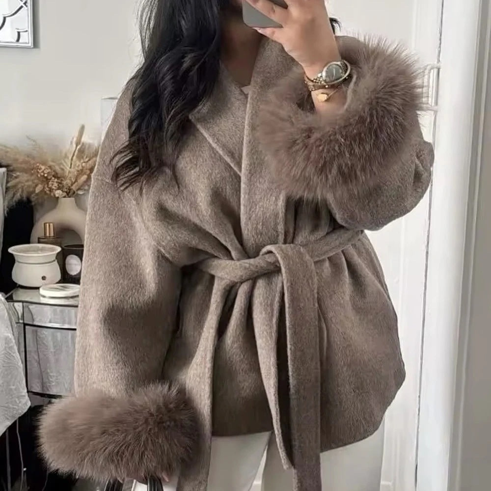 Wool coat, short-style overcoat