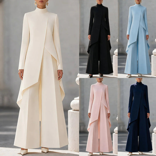 Womens Layered Wide-Leg Pants Set