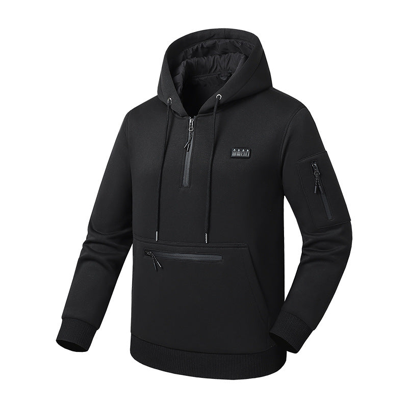 Men's Smart Heated Hooded Sweatshirt, 26-Zone USB Electric Warming Pullover with Power Bank Support, Winter Thickened Sports Jacket
