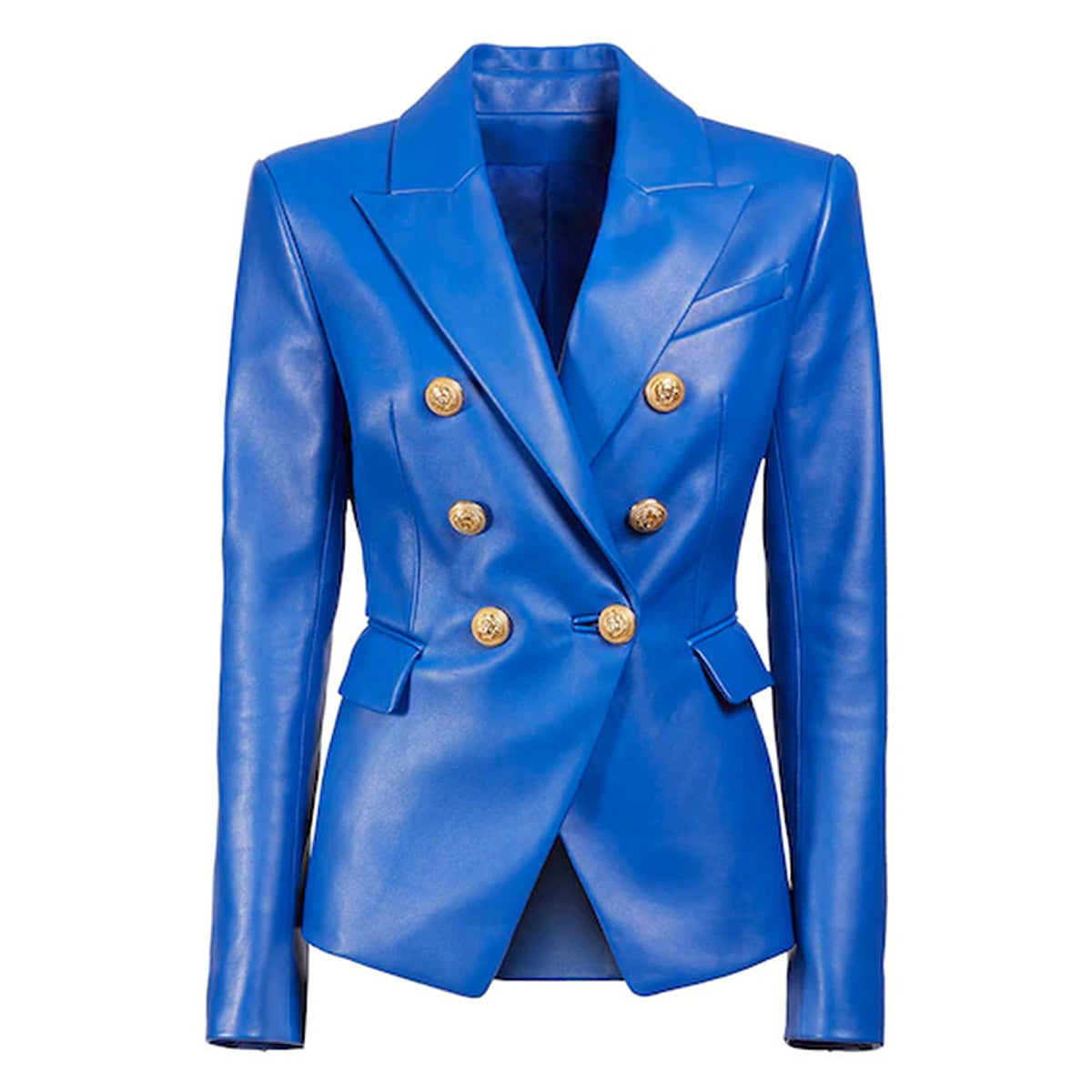 Women's Slim Fit Double Breasted Faux Leather Jacket