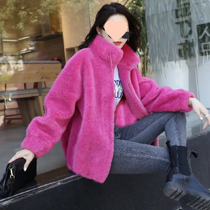 Women Double-Sided Velvet Warm Zip Up Cardigan