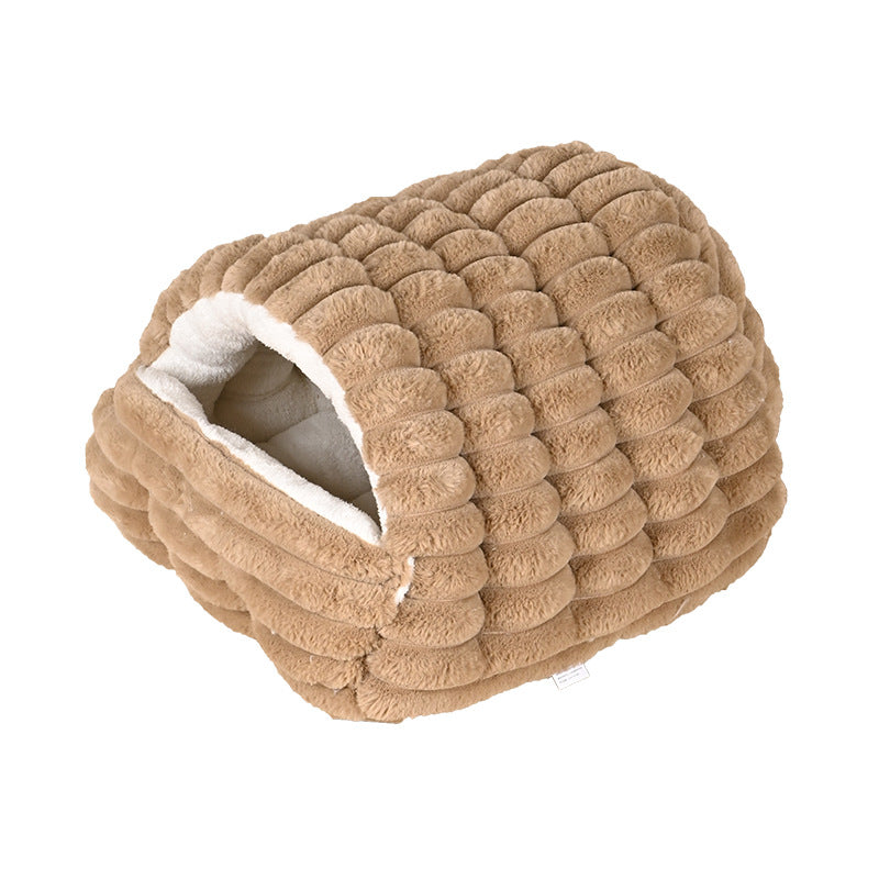 Enclosed Plush Pet Cave Bed for Cats and Small Dogs