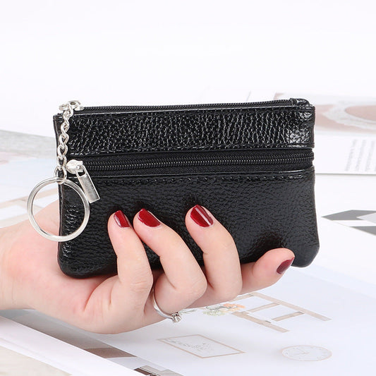 Genuine Leather Texture Women Mini Zipper Coin Purse Key Wallet