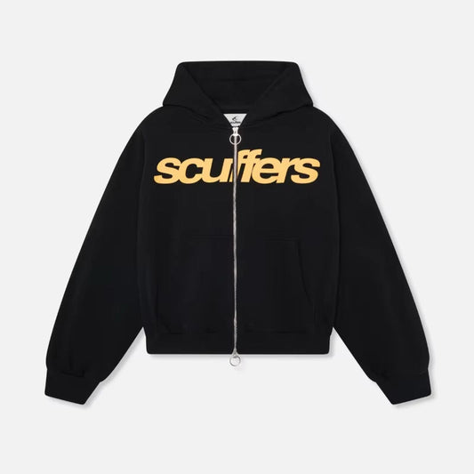 Letter Print Zipper Hooded Sweatshirt