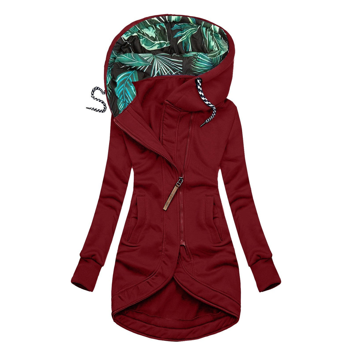 Solid-color fashionable hoodie with zipper