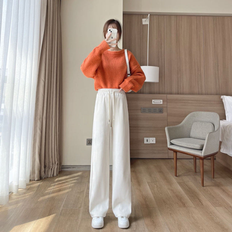Womens High Waisted Corduroy Wide Leg Pants