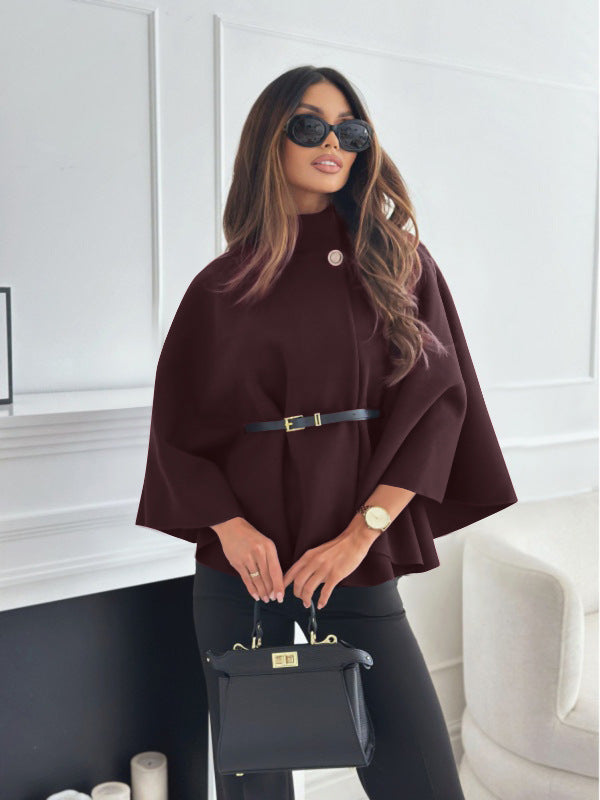 Women's Elegant Wool Cape Coat