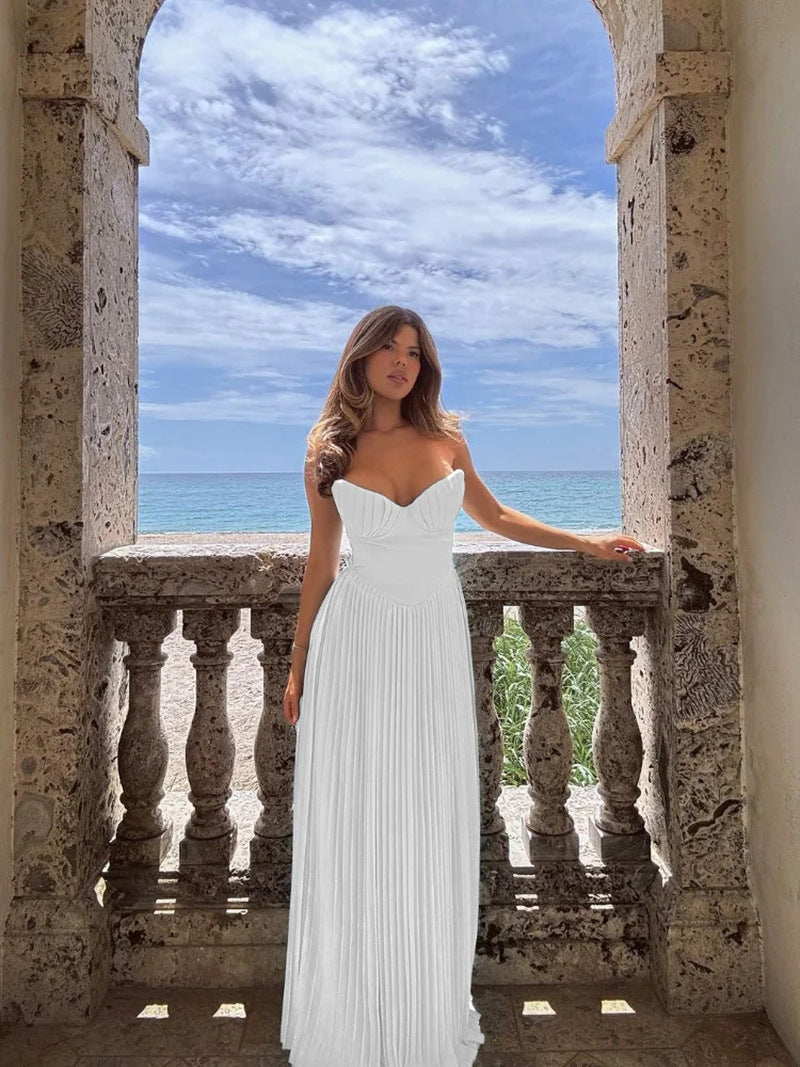 2025 New European and American Style Summer Feminine Tube Top Dress Sleeveless Long Skirt Slim Backless Dress for Women