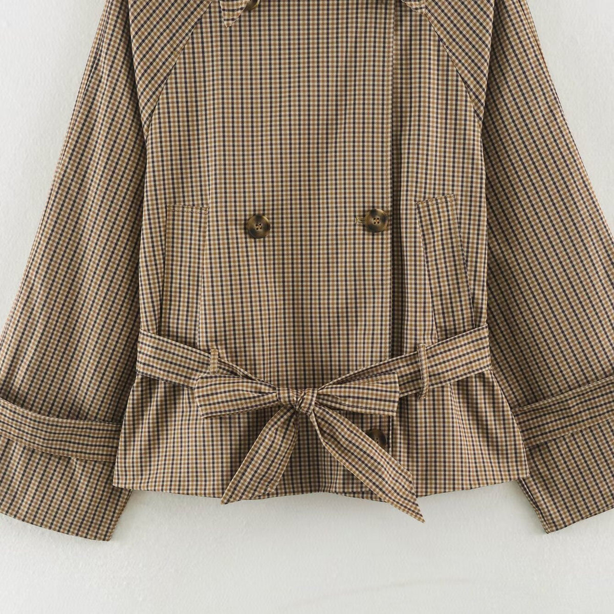 Long Sleeve Belted Short Coat