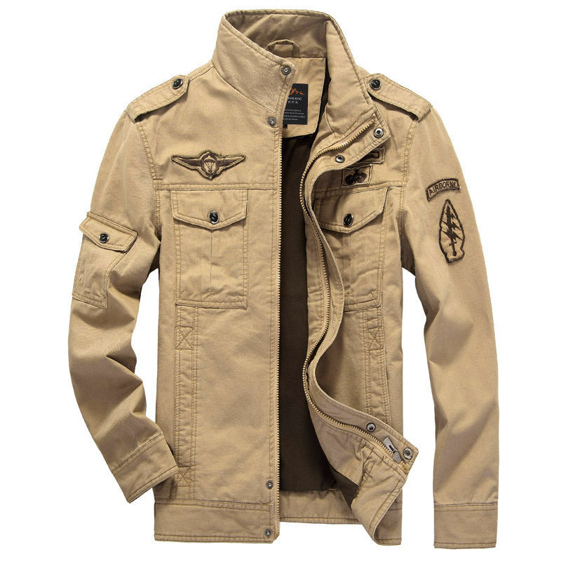 Men's Tactical Cotton Jacket Casual Solid Outdoor Work Jacket Large Size