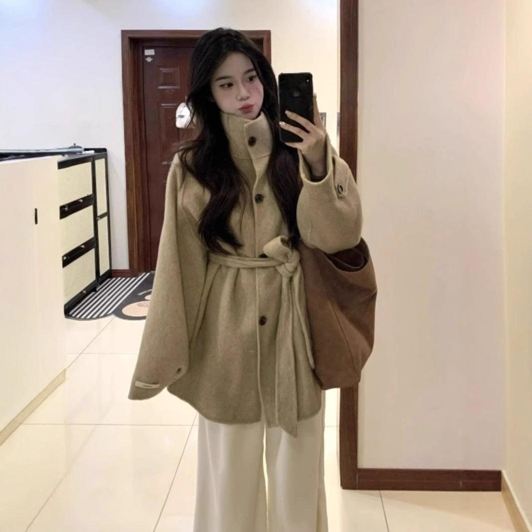 Stand Collar Woolen Coat