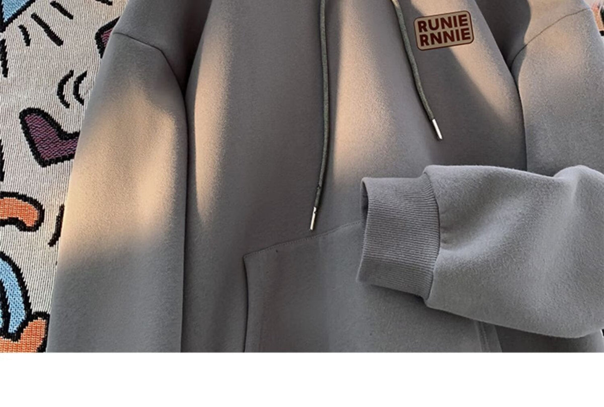Men's corduroy hooded sweatshirt with loose letter-printed hooded top