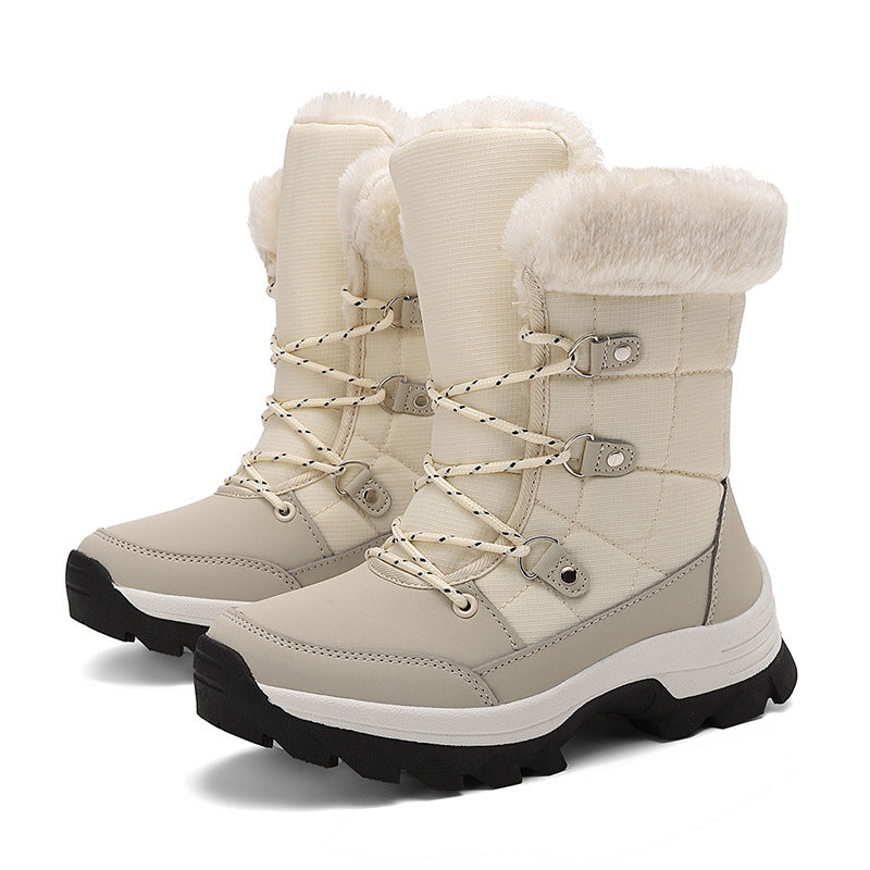Womens Snow Boots Winter Warm MidTop Outdoor Boots with Faux Fur Lining