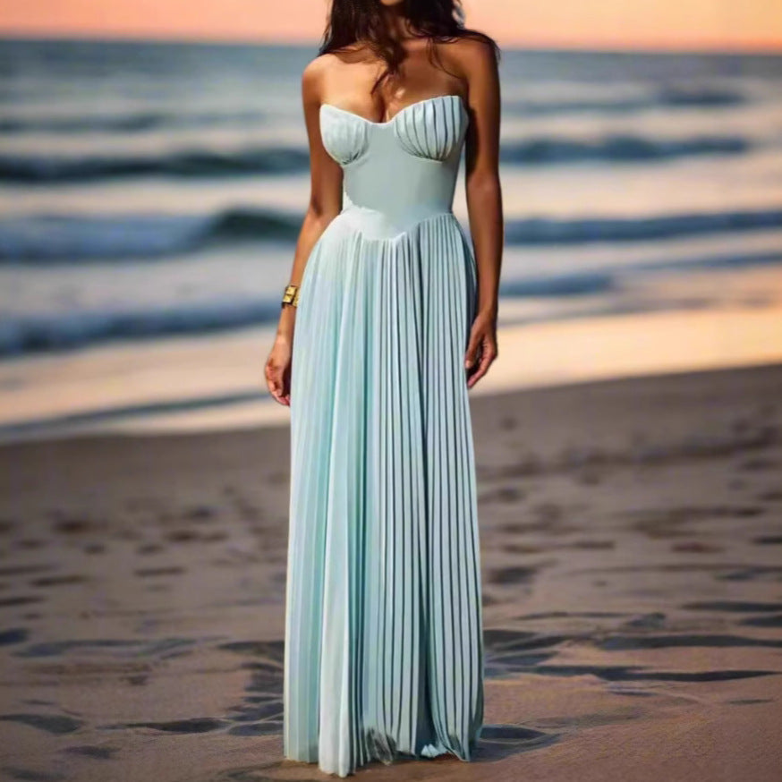 2025 New European and American Style Summer Feminine Tube Top Dress Sleeveless Long Skirt Slim Backless Dress for Women