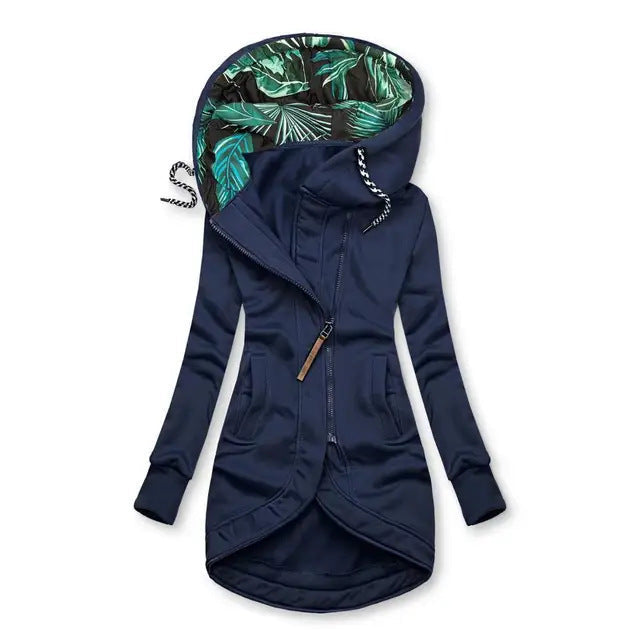 Solid-color fashionable hoodie with zipper