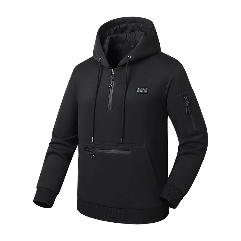 Men's Smart Heated Hooded Sweatshirt, 26-Zone USB Electric Warming Pullover with Power Bank Support, Winter Thickened Sports Jacket