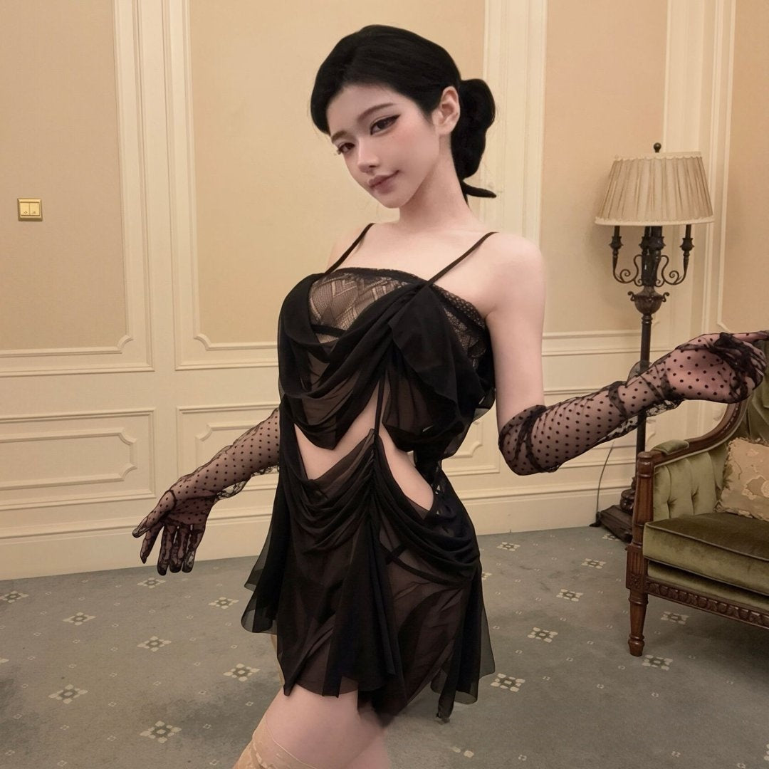 Womens Mesh Lace Camisole Nightdress