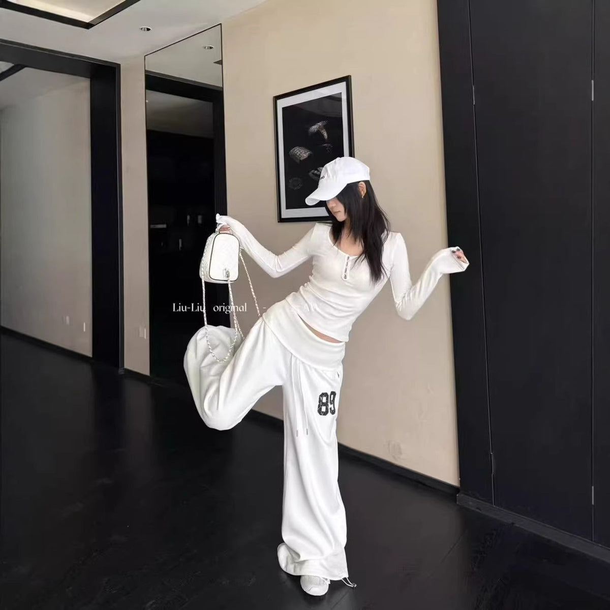 Women's solid-color loose-fitting wide-leg jazz hip-hop dance pants