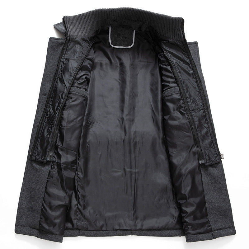 Mens Business Wool Coat Double Collar