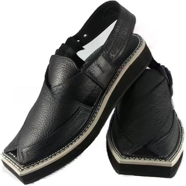 Woven Leather Flat Sandals