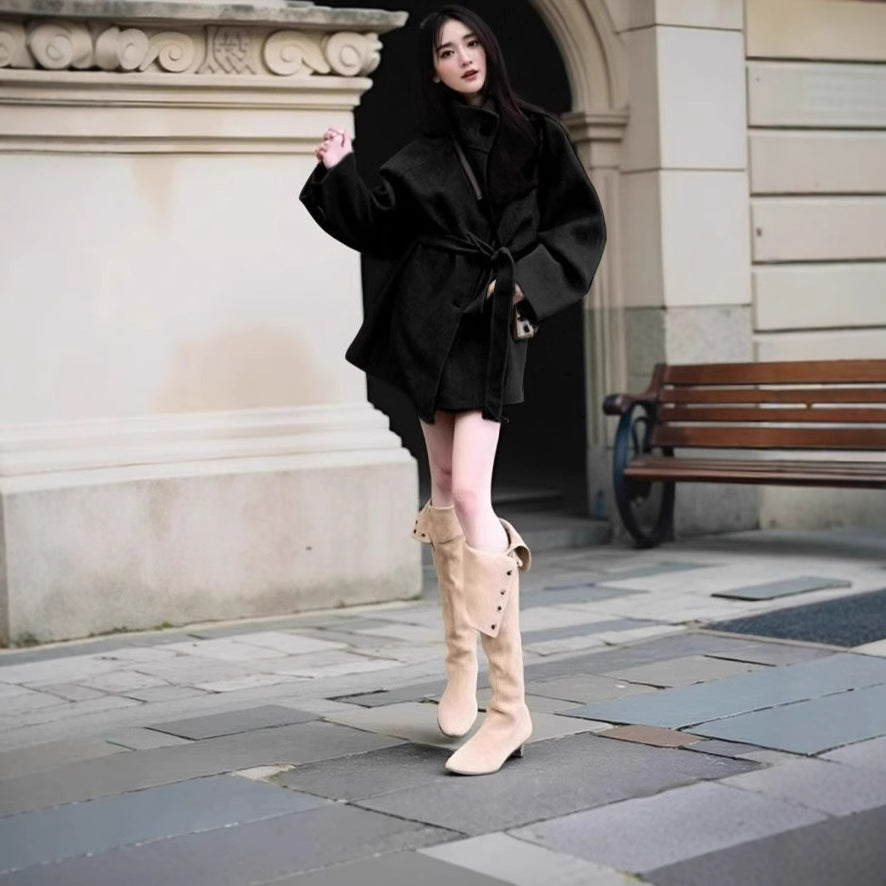Stand Collar Woolen Coat