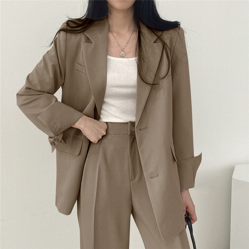 Women Slim Fit Solid Color Suit Set