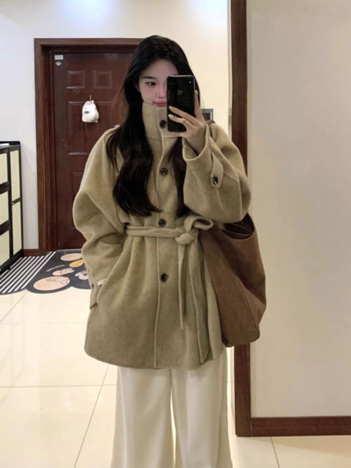 Stand Collar Woolen Coat