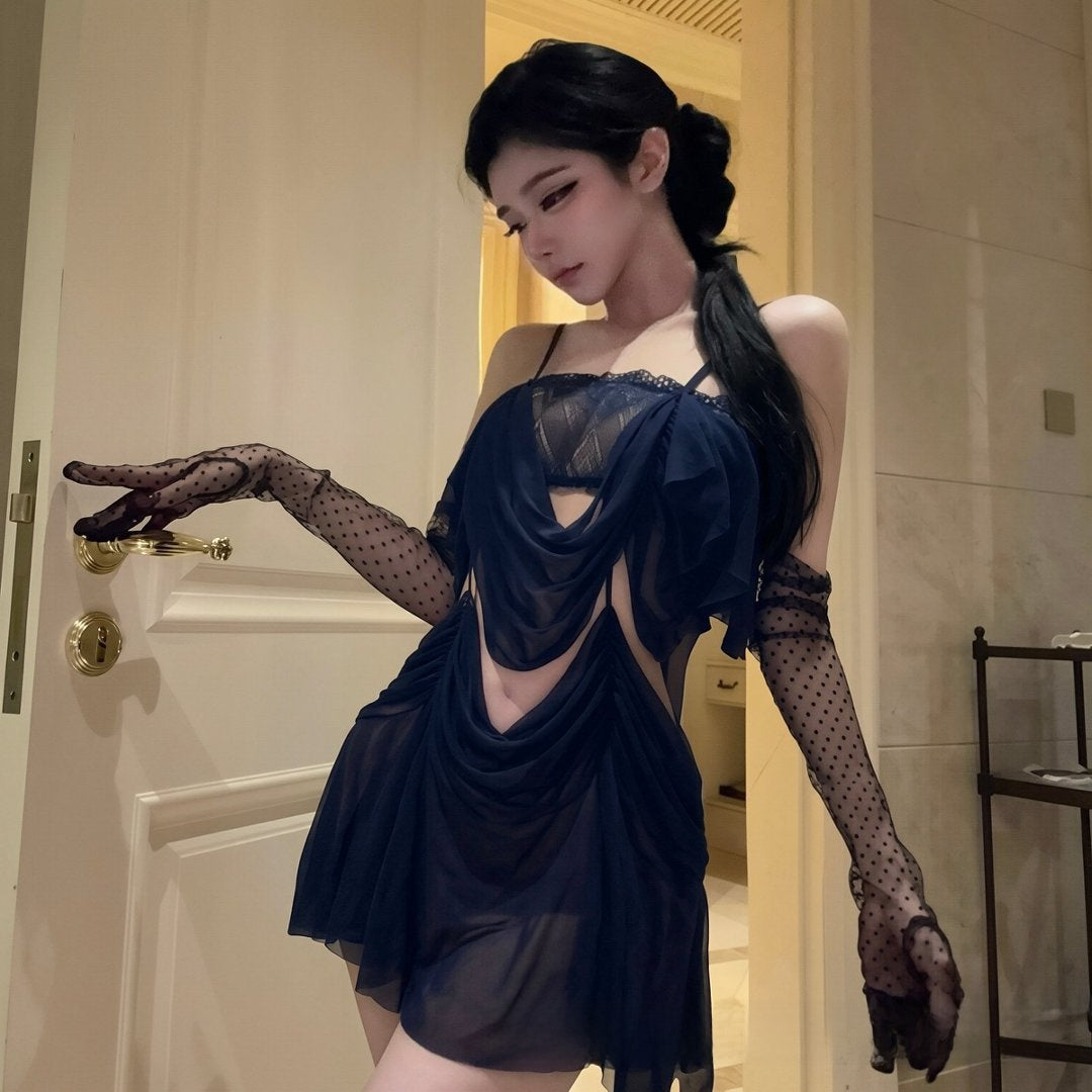 Womens Mesh Lace Camisole Nightdress