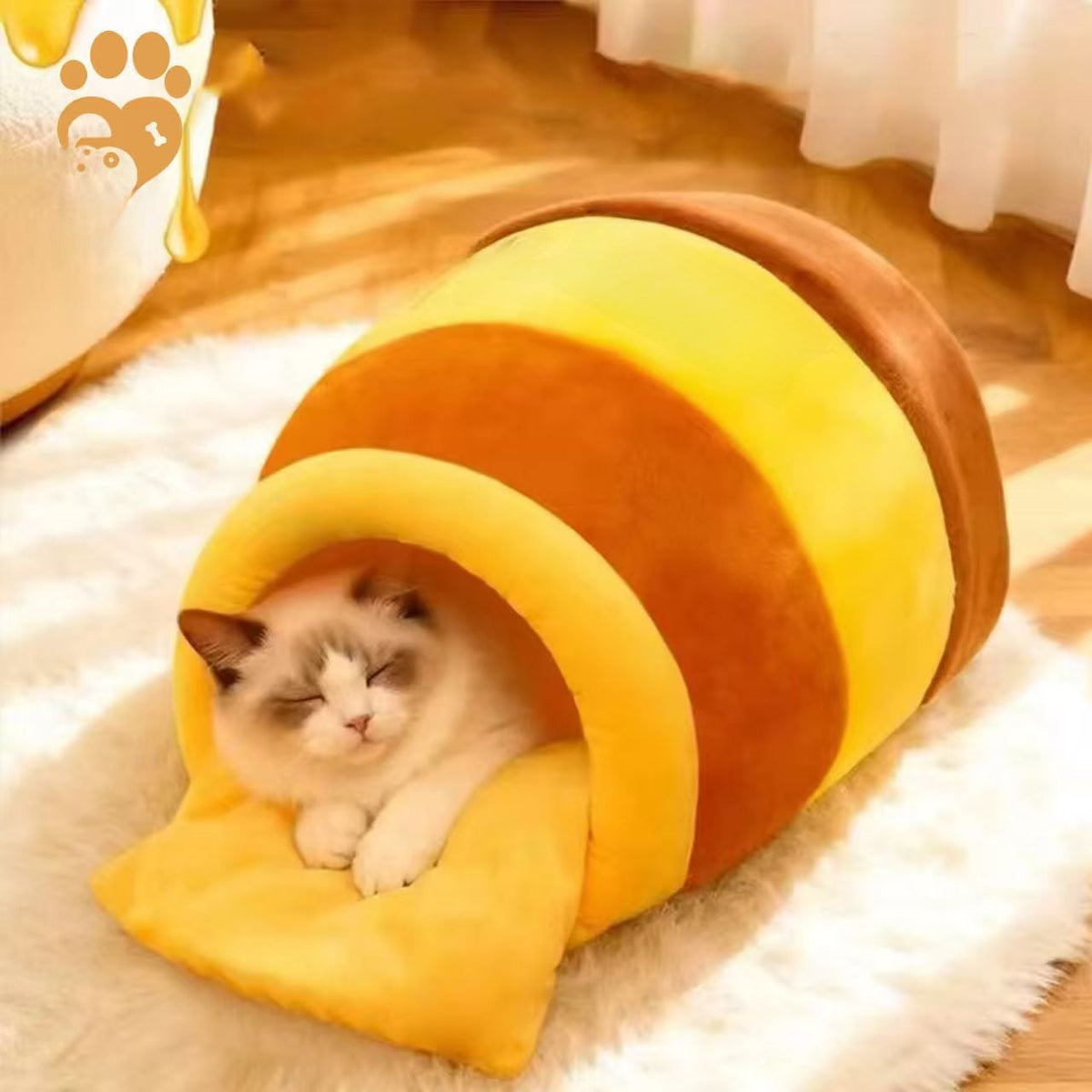 Warm Flannel Semi-Enclosed Cat Nest