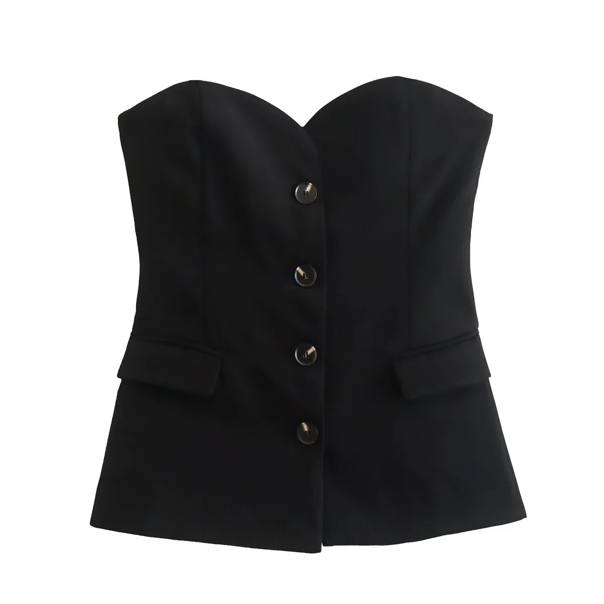 Flip-Trimmed Underwear Vest  Trouser Leg Straight Pants