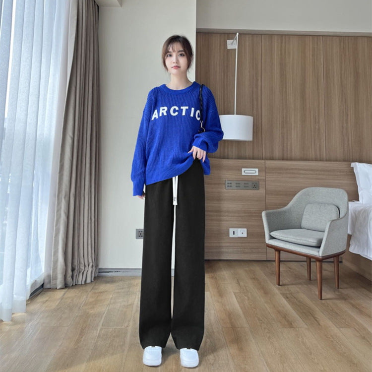 Womens High Waisted Corduroy Wide Leg Pants