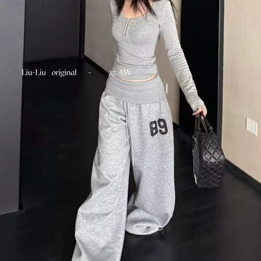 Women's solid-color loose-fitting wide-leg jazz hip-hop dance pants