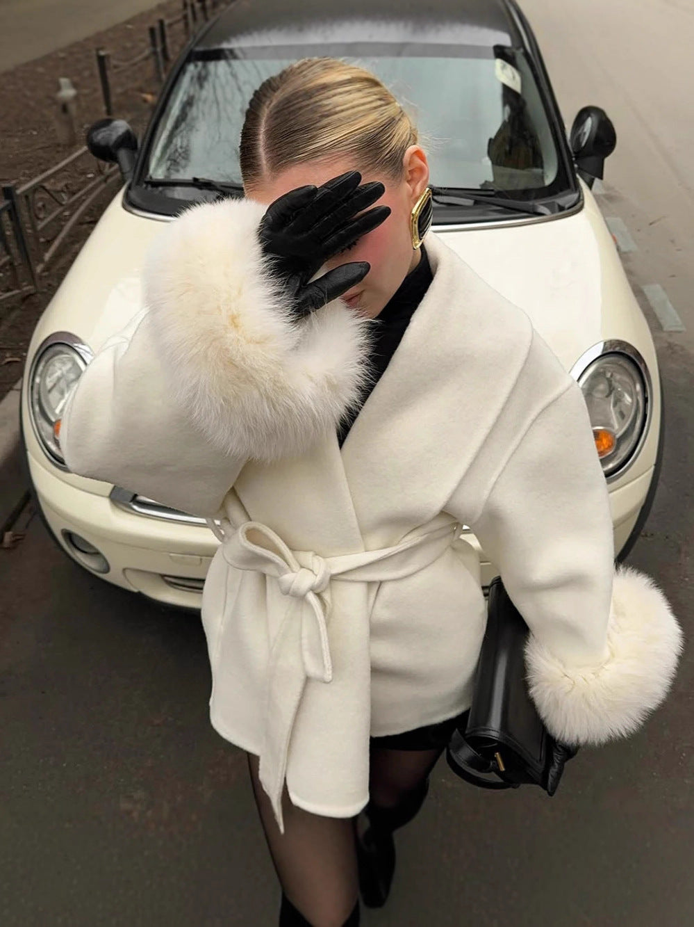 Wool coat, short-style overcoat